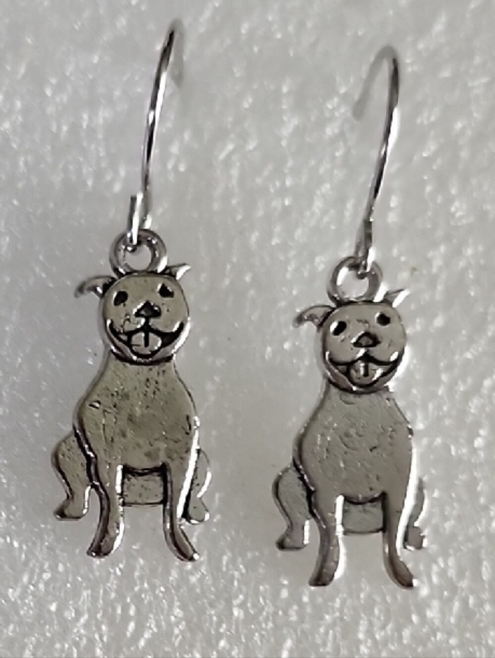 Hand Crafted "Pittie" Pit Bull  Dog Dangle Earrings